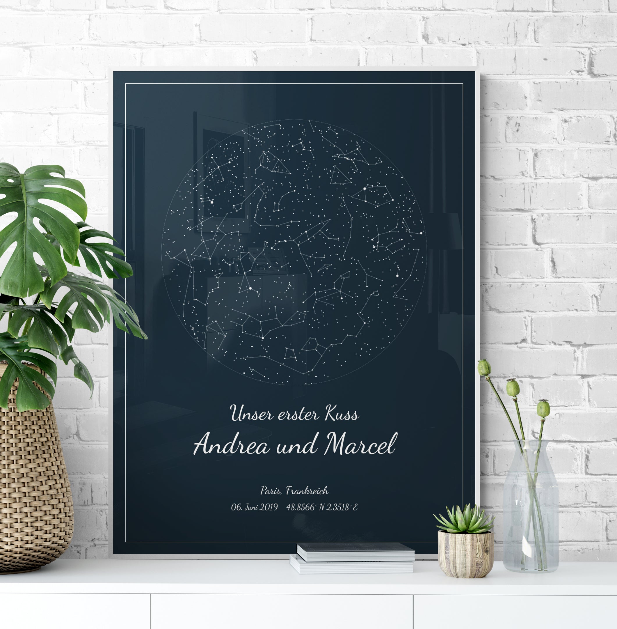 Star Map Magical Poster - First Kiss Navy Blue 